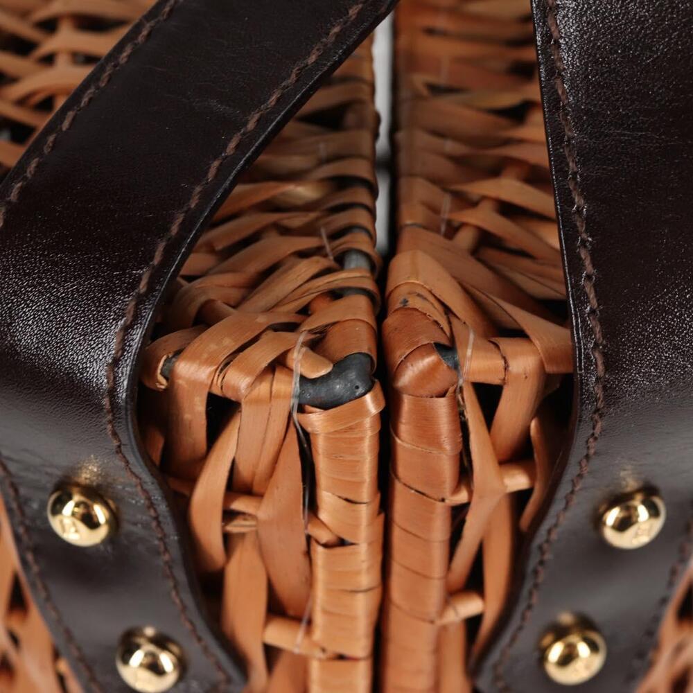 FENDI Straw Bag Hand Bag Raffia Brown Gold - Picture 5 of 13